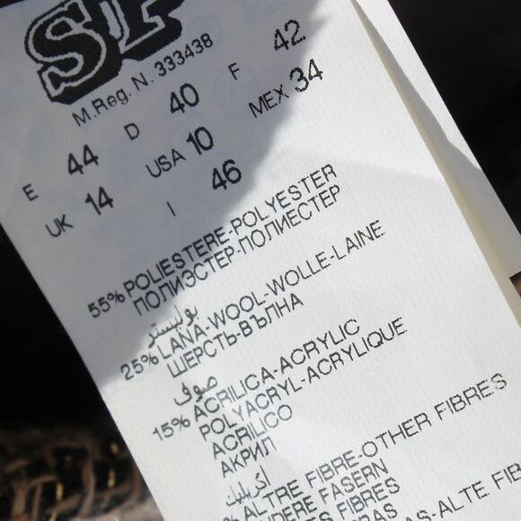 Oltre Women's Blazer Military Style Brown Gold Metallic Rhinestones Size 10 - Picture 12 of 12